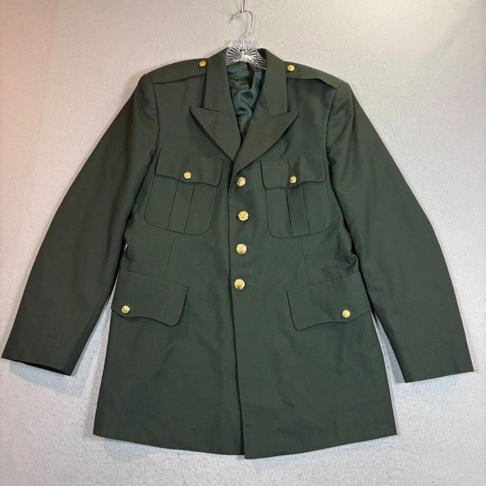 DeRossi & Son coat mens 43L Army Green military dress uniform jacket EUC